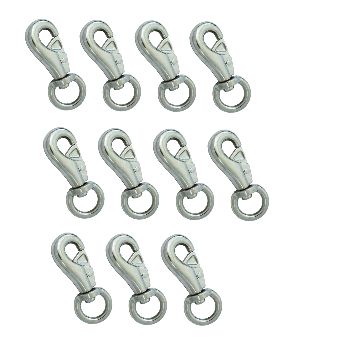 10-Pack Nickel-Plated Swivel Snap Hooks: Effortless Tenting with 360° Rotation