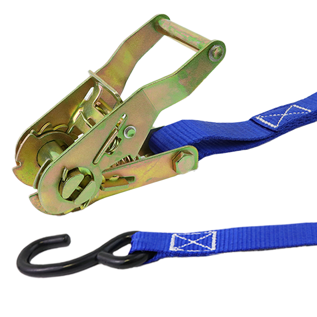 Boxer ProForce 1" x 15' Heavy Duty Ratchet Tie Down - 3,000 lbs Breaking Strength, Vinyl-Coated S Hooks, Dynamic Blue
