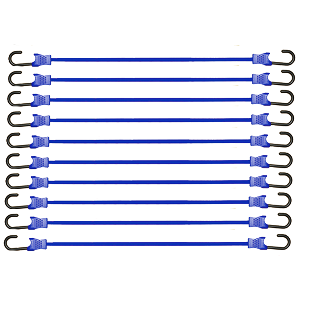 10-Piece Set of 9mm Elastic Cords with Durable Plastic-Coated Metal Hooks