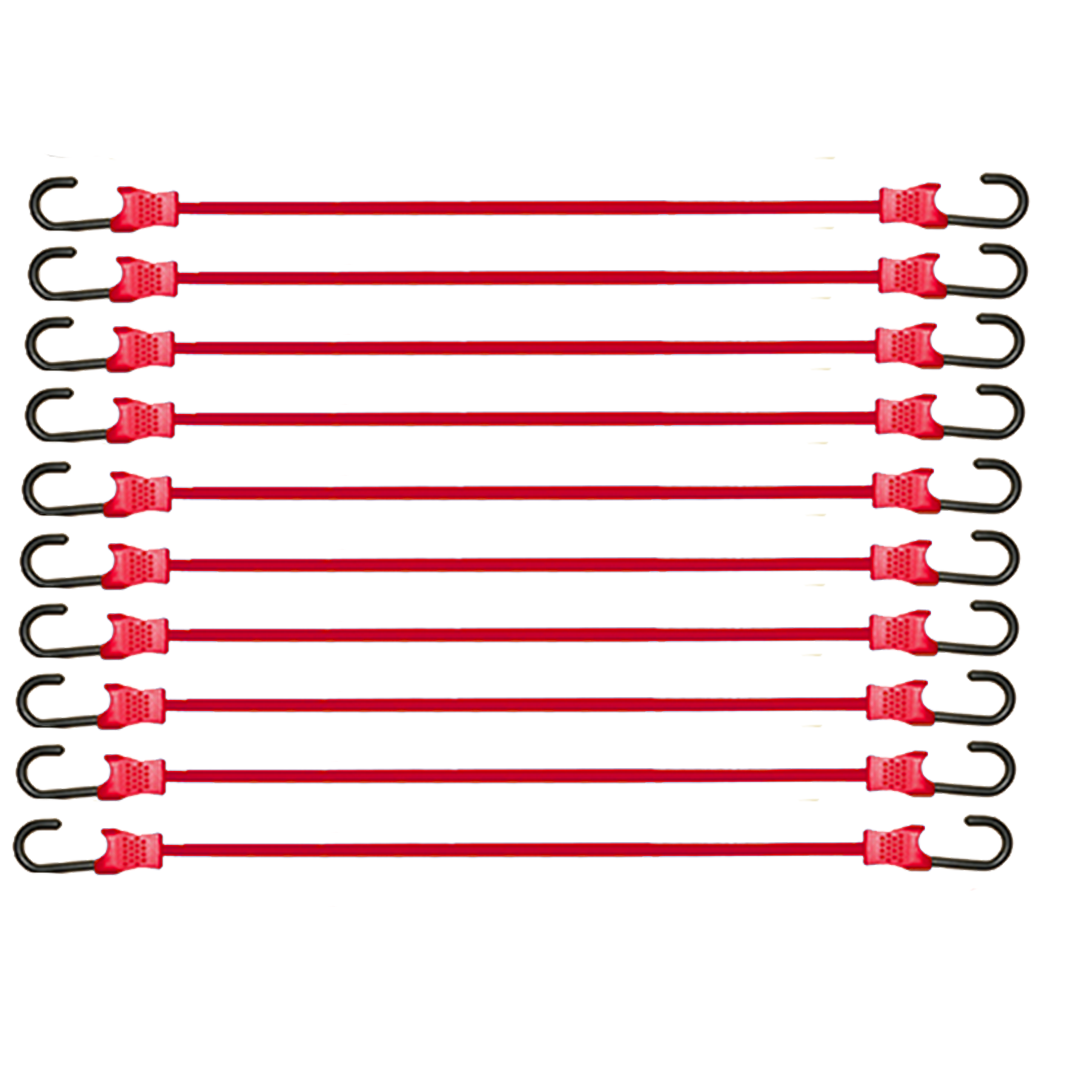 10-Piece Set of 9mm Elastic Cords with Durable Plastic-Coated Metal Hooks