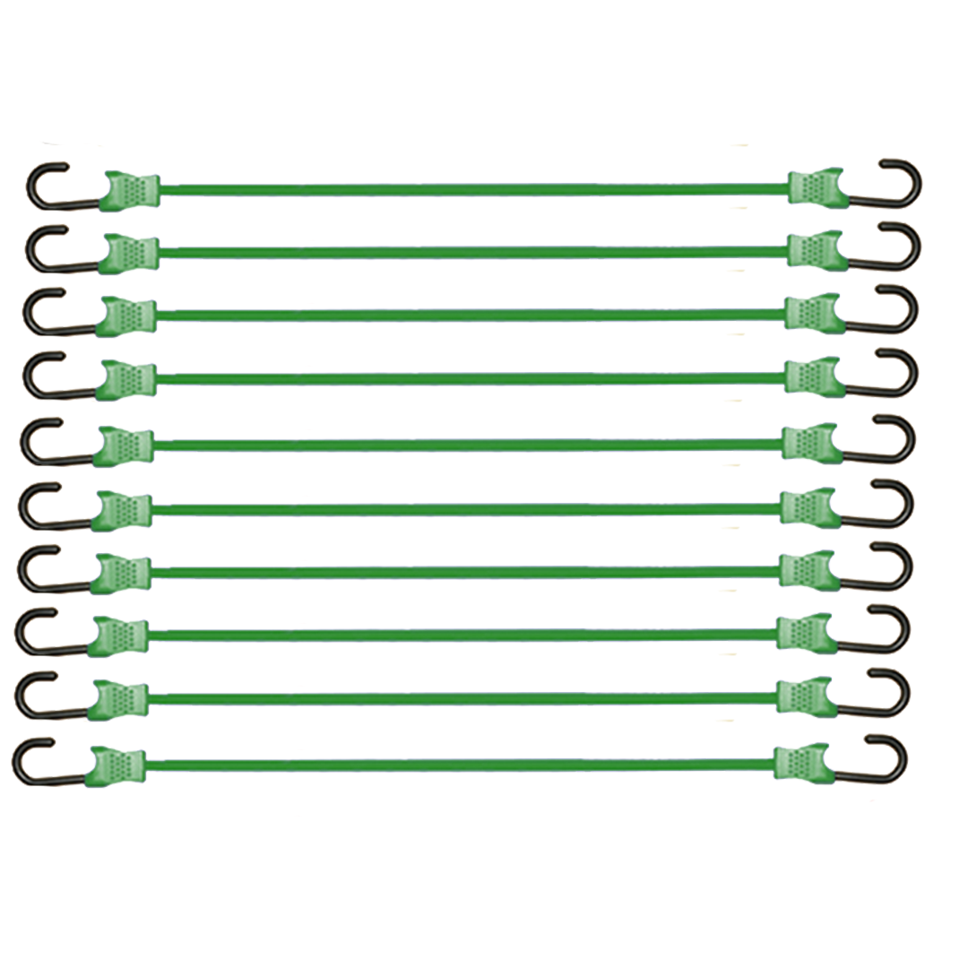 10-Piece Set of 9mm Elastic Cords with Durable Plastic-Coated Metal Hooks