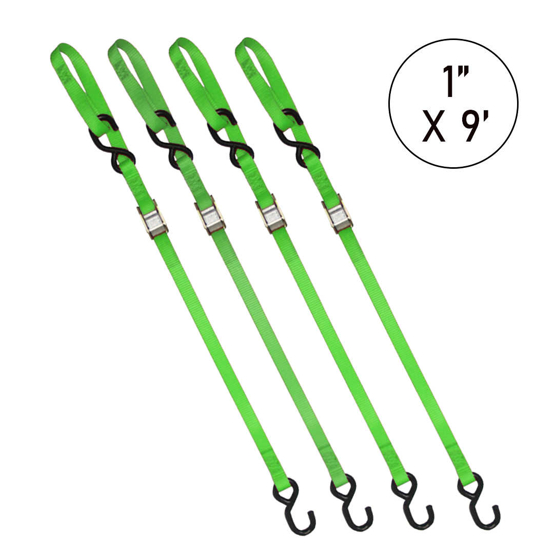 Boxer 1" x 9' Cam Buckle Tie Down - Motorcycle, ATV, UTV Secure Strapping with S Hooks and Loop End, 1500lbs Break Strength, Vibrant Color Options, Crafted in California for Ultimate Confidence