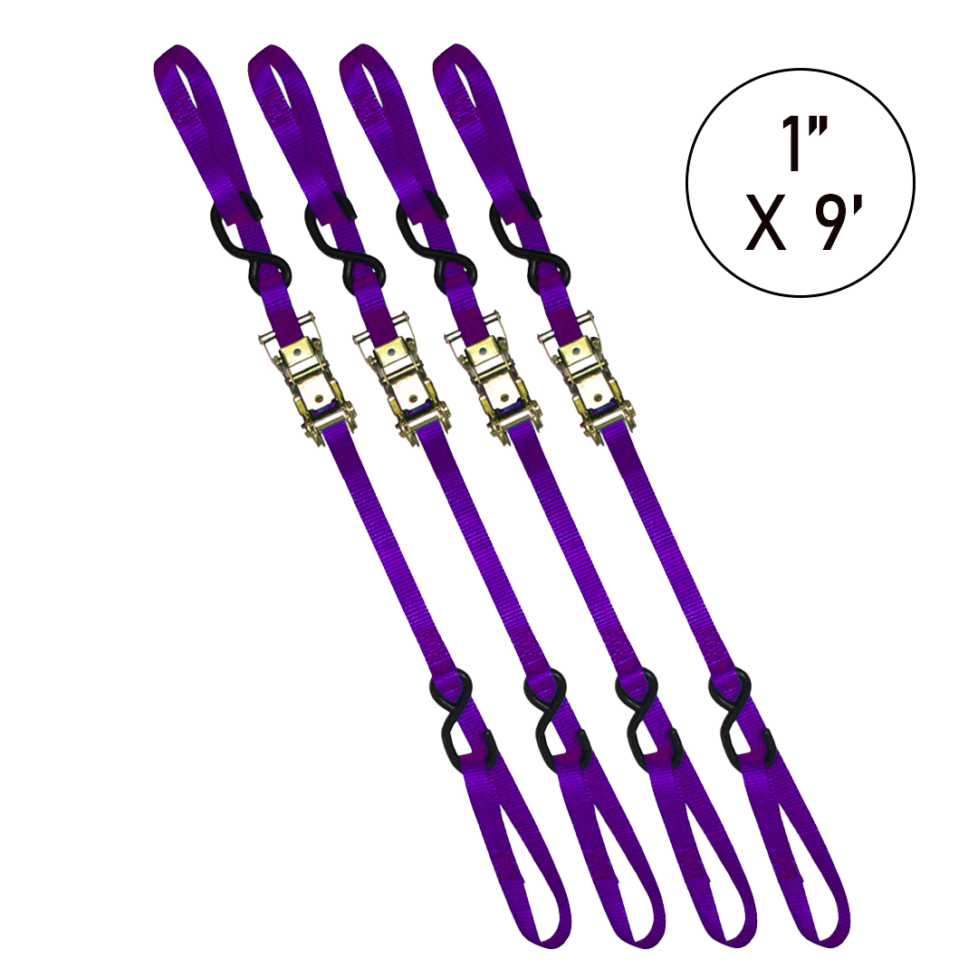 Boxer PowerPro Dual S-Hook 1" x 9' Ratchet Tie Down - 3000lbs Break Strength