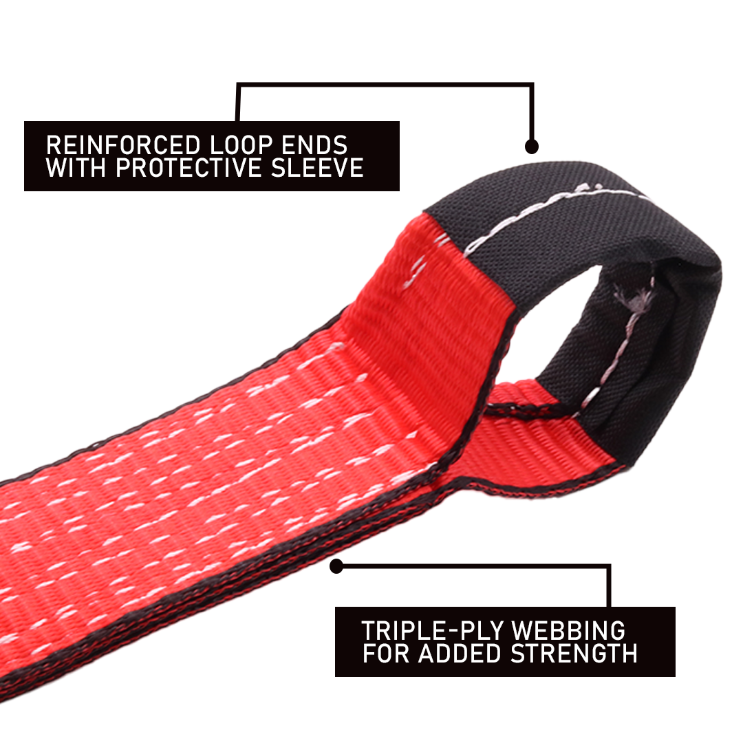 High-Vis Red Lasso Strap (2"x16") - 12,000lb Breaking Strength, Set of 4