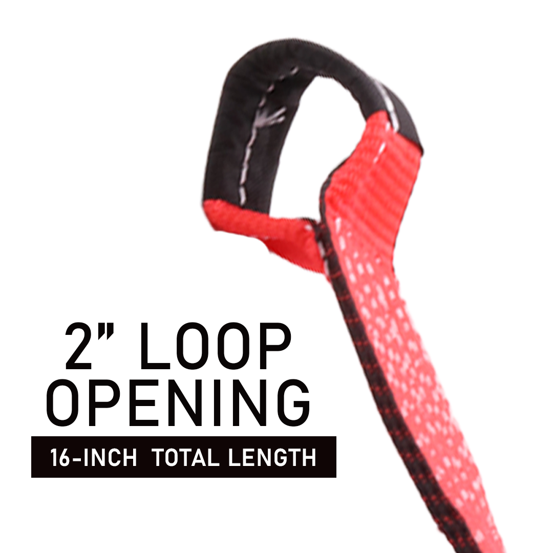 High-Vis Red Auto Tie-Down Strap (2"x16") - 12,000lb Breaking Strength, Set of 4