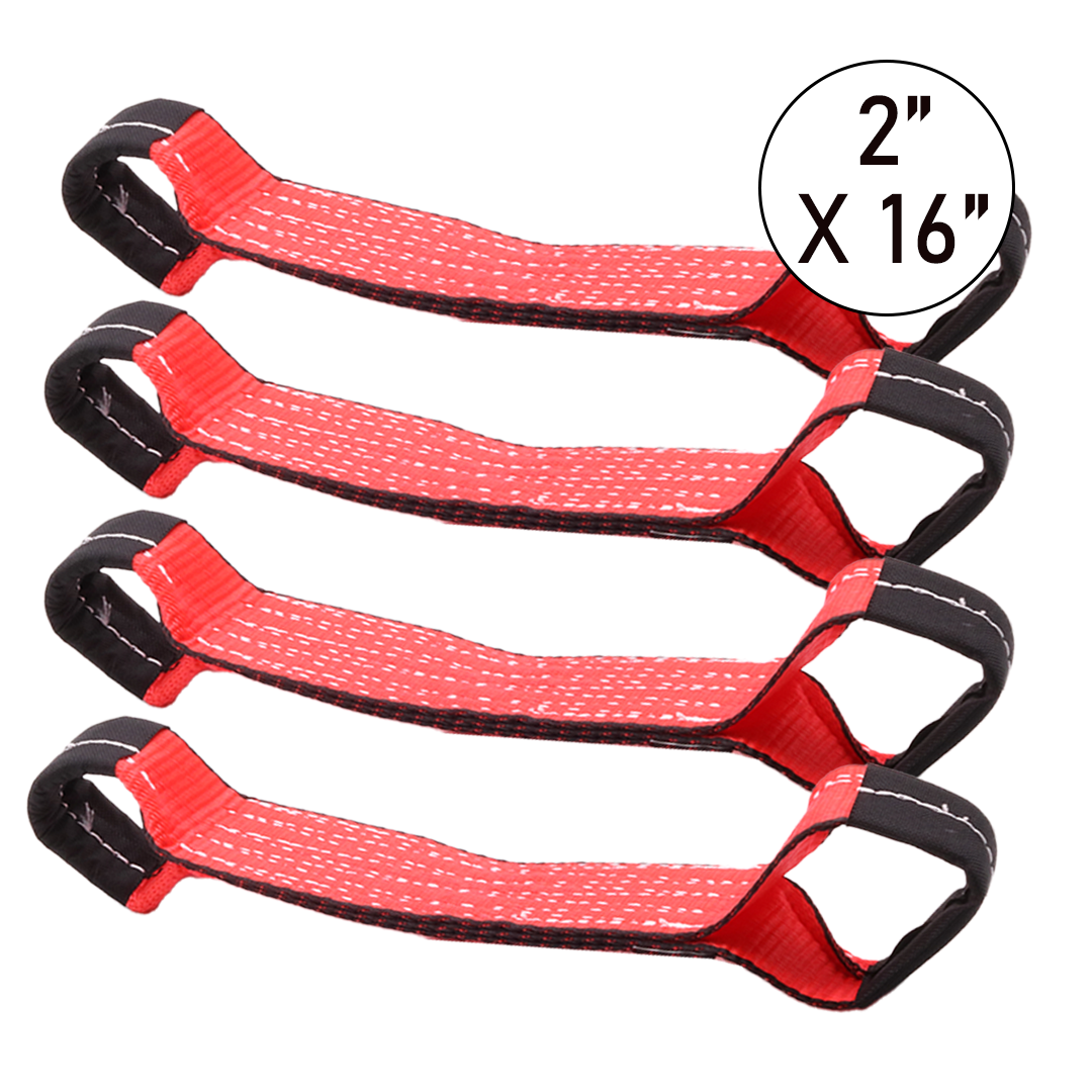 High-Vis Red Lasso Strap (2"x16") - 12,000lb Breaking Strength, Set of 4