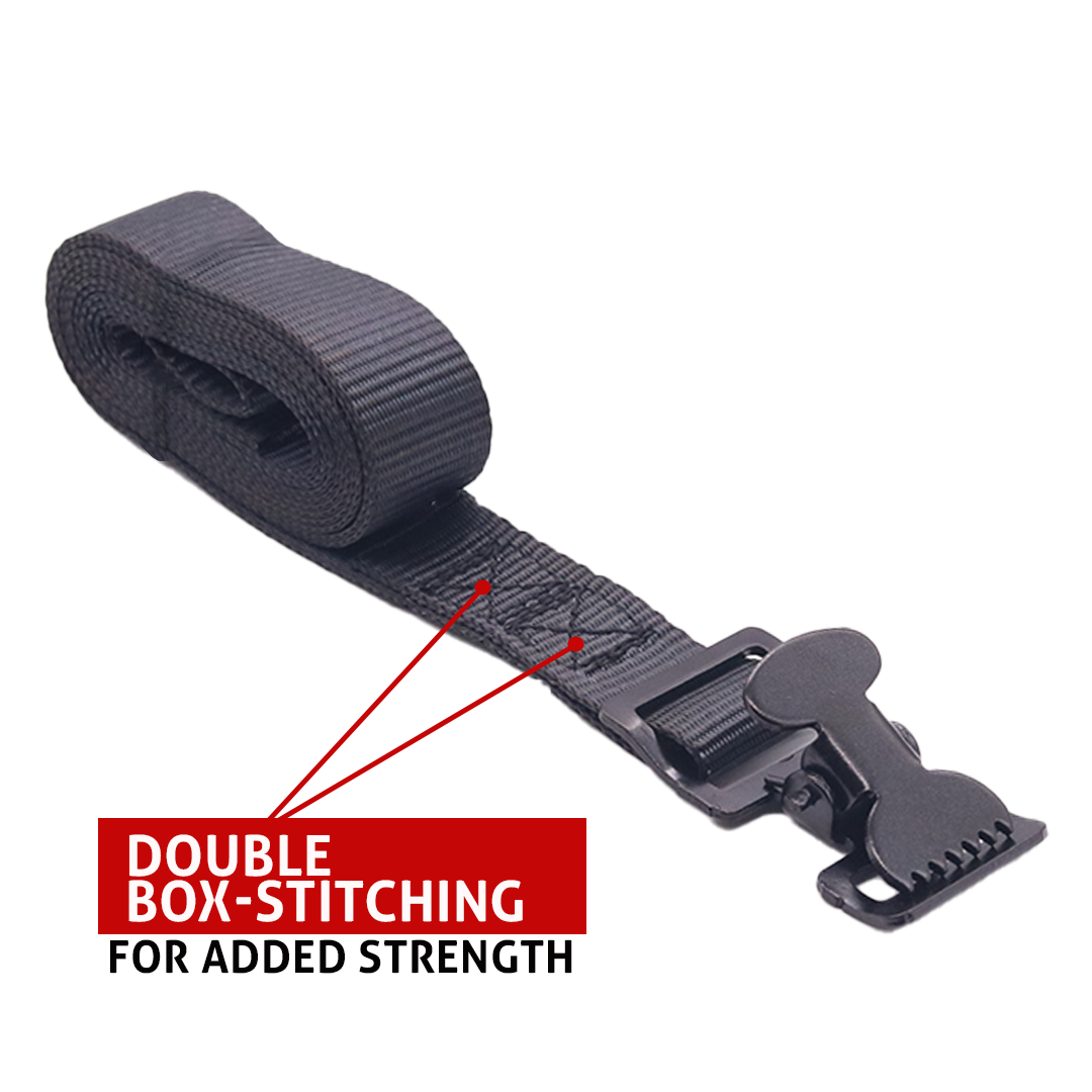 All-Purpose 1" x 6' Utility Black Tie Down with Alligator Clips