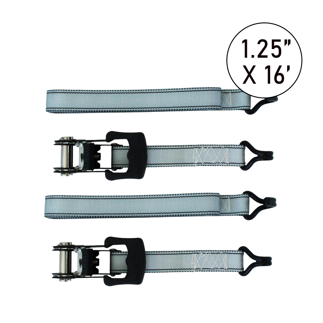 Ultimate SecureLoad Heavy-Duty 1 1/4" x 16' Ratchet Tie Downs with Double J Hooks