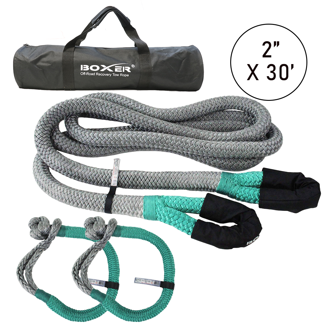 Extreme Off-Road Recovery Kit: 2" Kinetic Nylon Rope & Soft Shackles