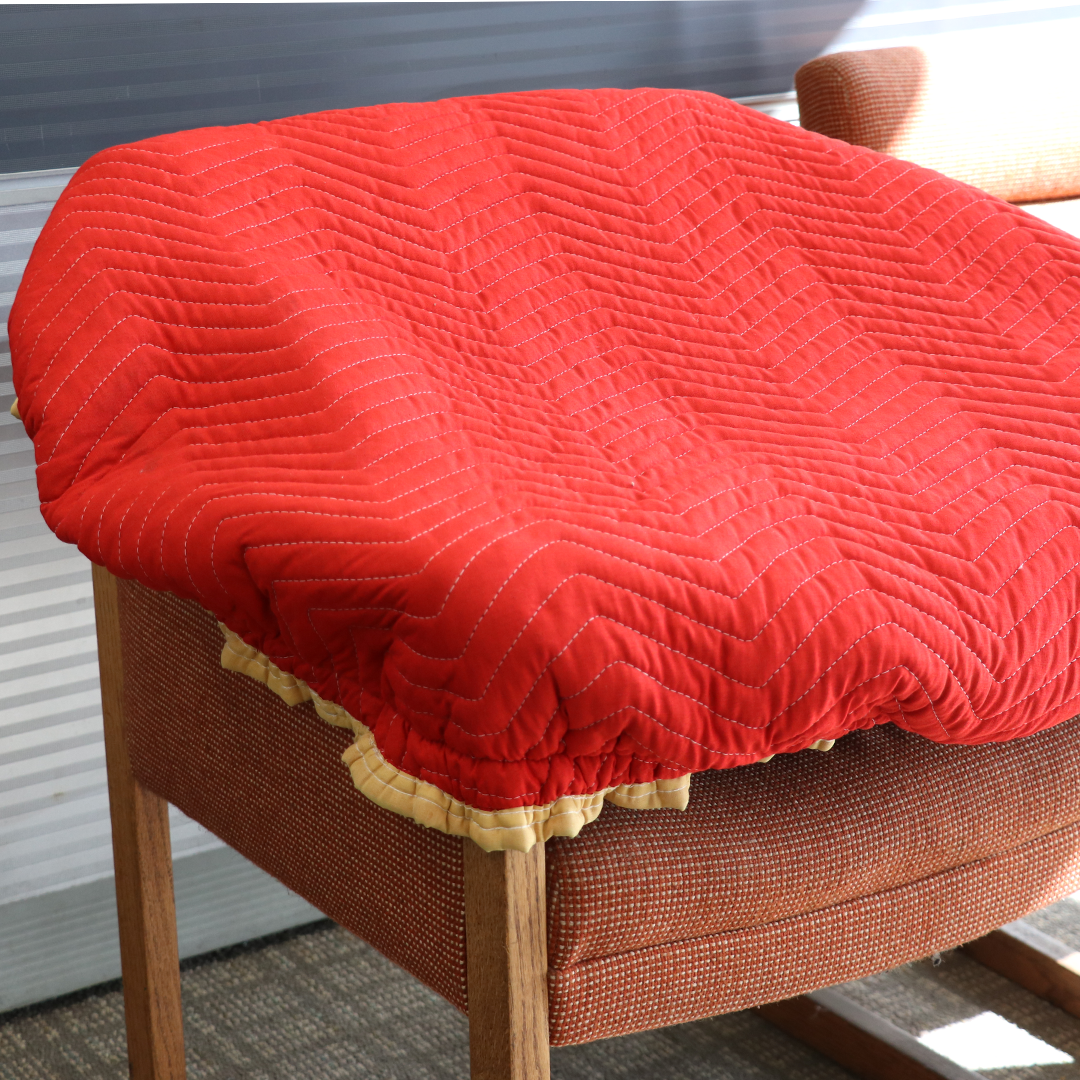 Red Table Blanket Cover with Sewn-In Elastic Bands
