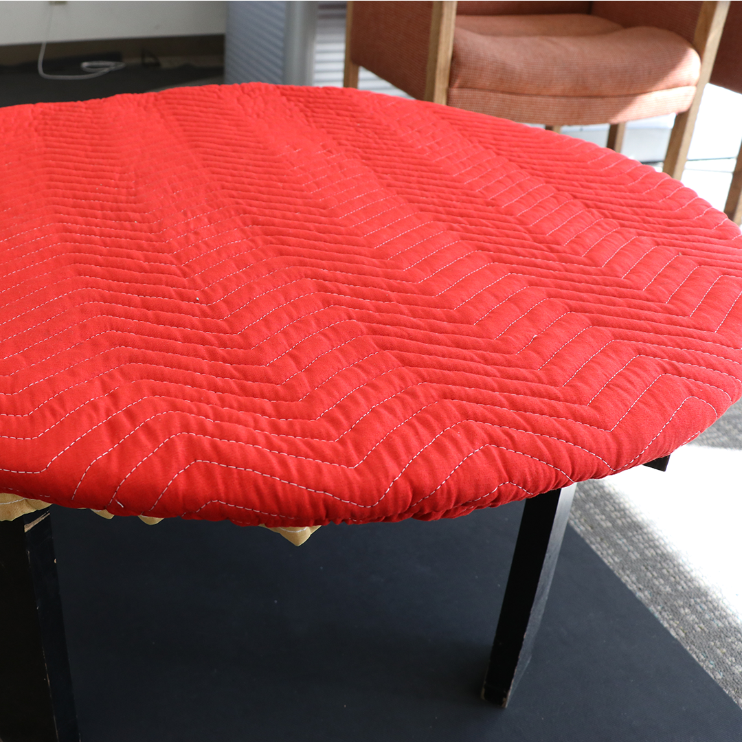 Red Table Blanket Cover with Sewn-In Elastic Bands