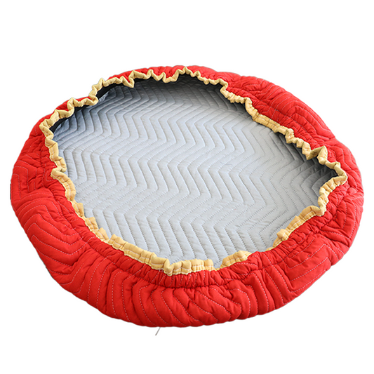 Red Table Blanket Cover with Sewn-In Elastic Bands