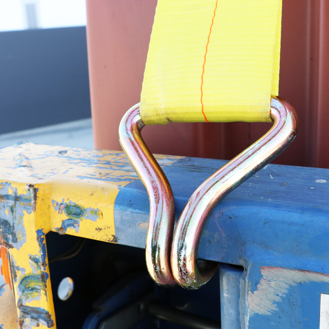 4 Inch Yellow Chrome Twin J Hook - 20,000 lb Ultimate Heavy Duty Tie Down Anchor