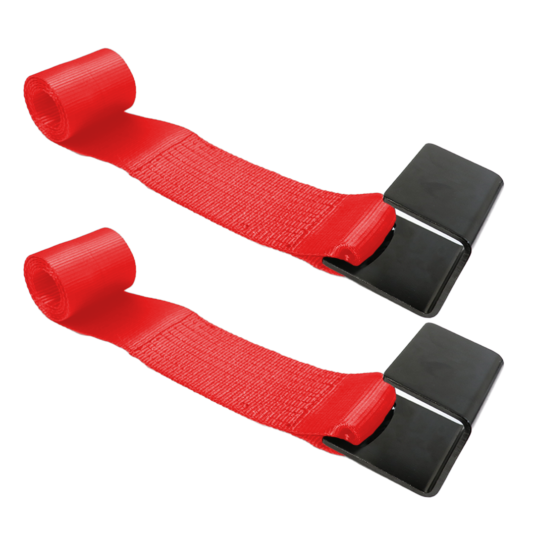 4" x 5' Roll-Off Container Straps with Extra Large Flat Hook - DOT Compliant for Container Securement - 2 Pack