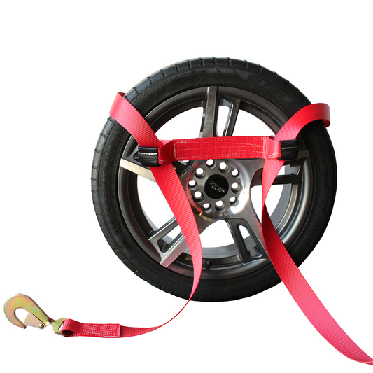 High-Vis Red Auto Tie-Down Strap (2"x16") - 12,000lb Breaking Strength, Set of 4