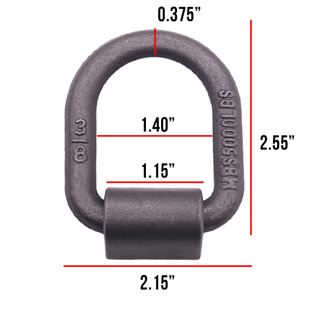 Heavy Duty 3/8" Weld-On Forged Lashing D-Ring Set with Mounting Bracket, 5,000lbs Breaking Strength