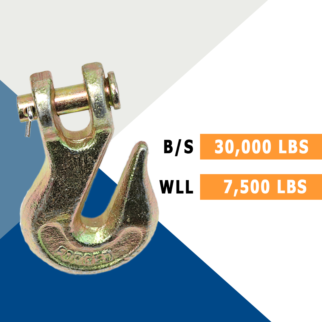 Heavy-Duty 3/8" Forged Clevis Grab Hooks - 30,000 lbs. Breaking Strength