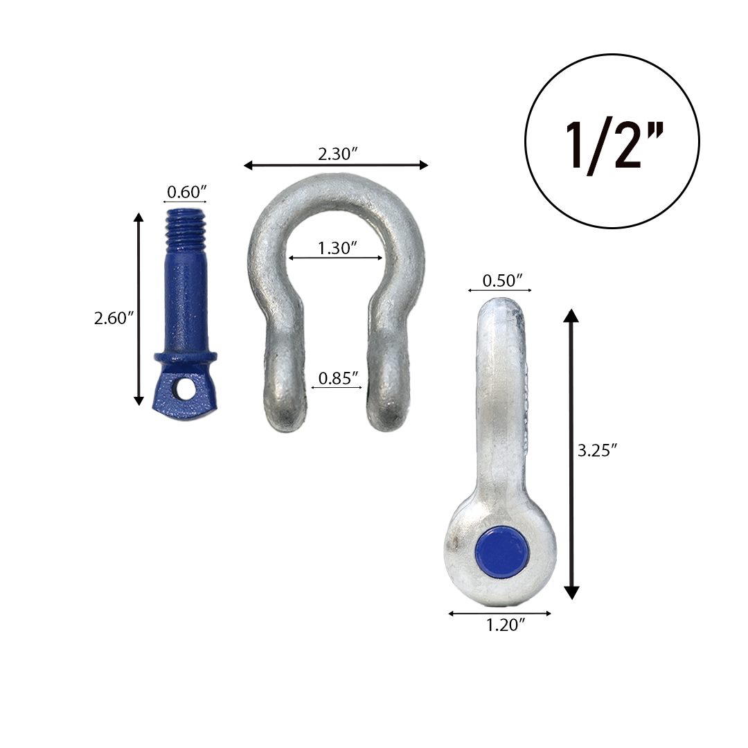 Galvanized Finish Multi-Size Forged Screw-In Anchor Shackle Set: Heavy-Duty and Versatile Anchoring Solution