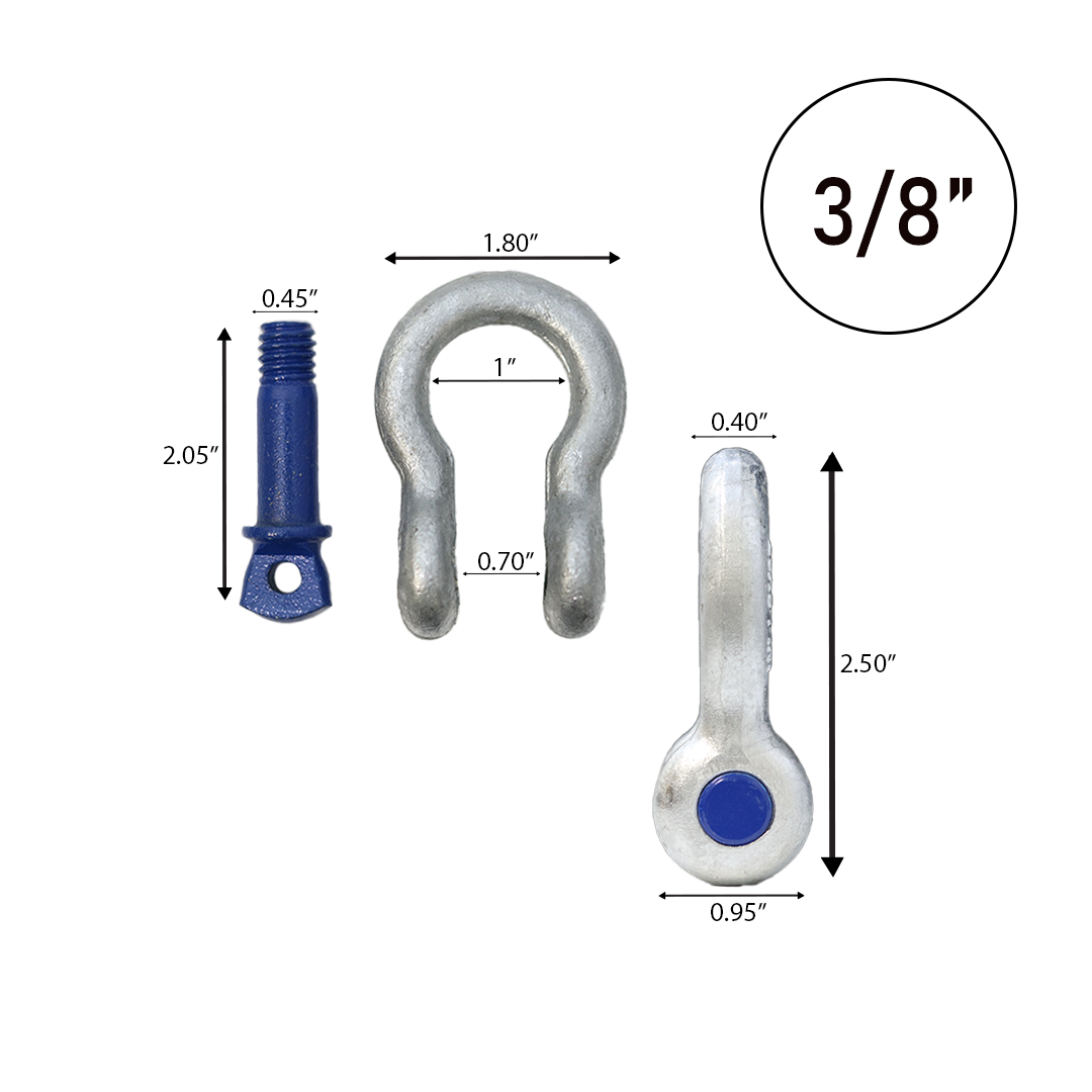 Galvanized Finish Multi-Size Forged Screw-In Anchor Shackle Set: Heavy-Duty and Versatile Anchoring Solution