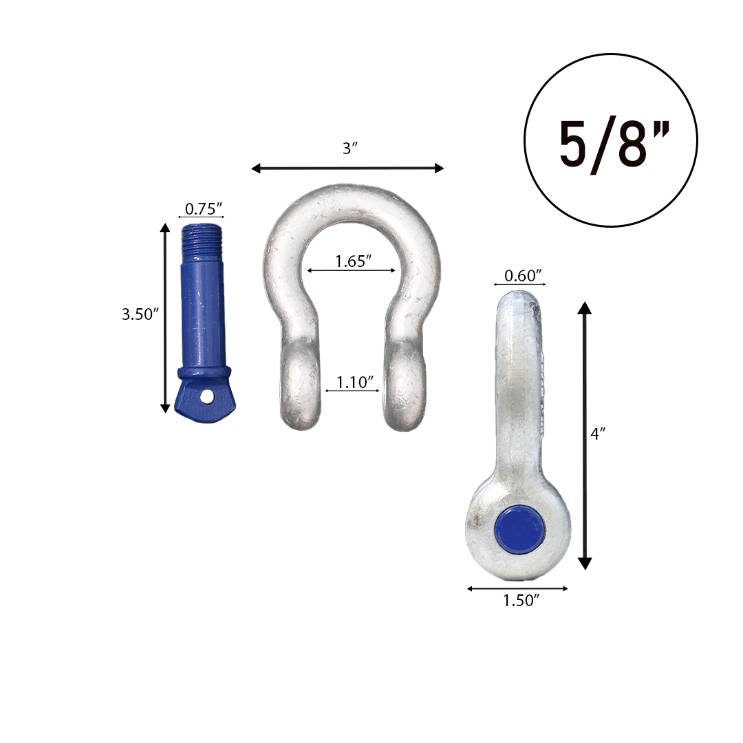 Galvanized Finish Multi-Size Forged Screw-In Anchor Shackle Set: Heavy-Duty and Versatile Anchoring Solution