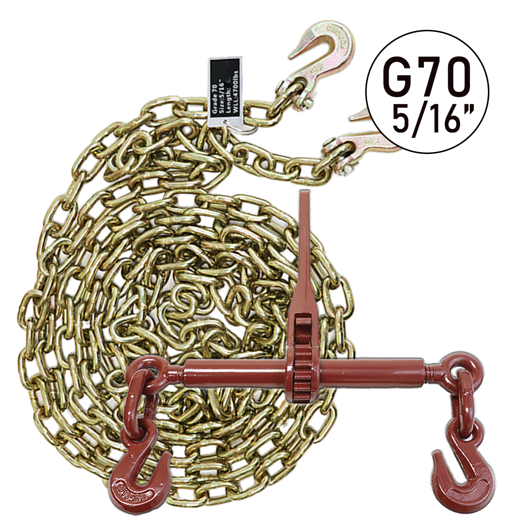 5/16" x 20' Grade 70 Transport Chain and Binder Kit