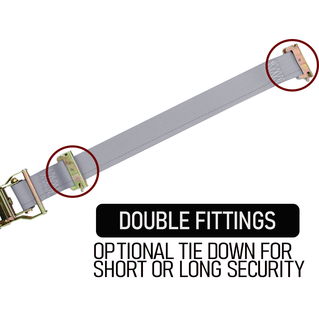 Boxer SecurePro Max 2" x 16' Ratchet E Track Straps with Triple E-Fittings – 3X Anchor Points for Ultimate Load Stability - 4400 lbs.