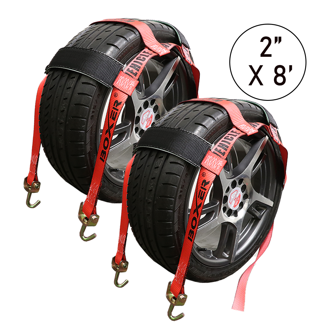 Boxer EliteGrip Pro 2" x 8' Premium Wheel Basket Tire Holder with Swivel J Hooks and High-Performance Rubber Sleeves