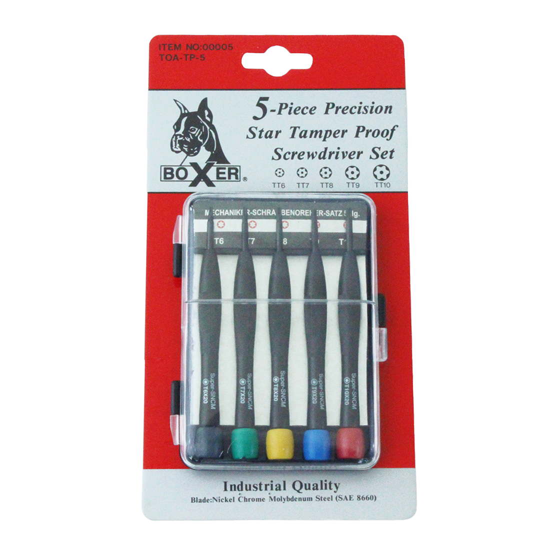 Boxer Signature Series: 5-Piece Star Tamper Proof Precision Screwdriver Set