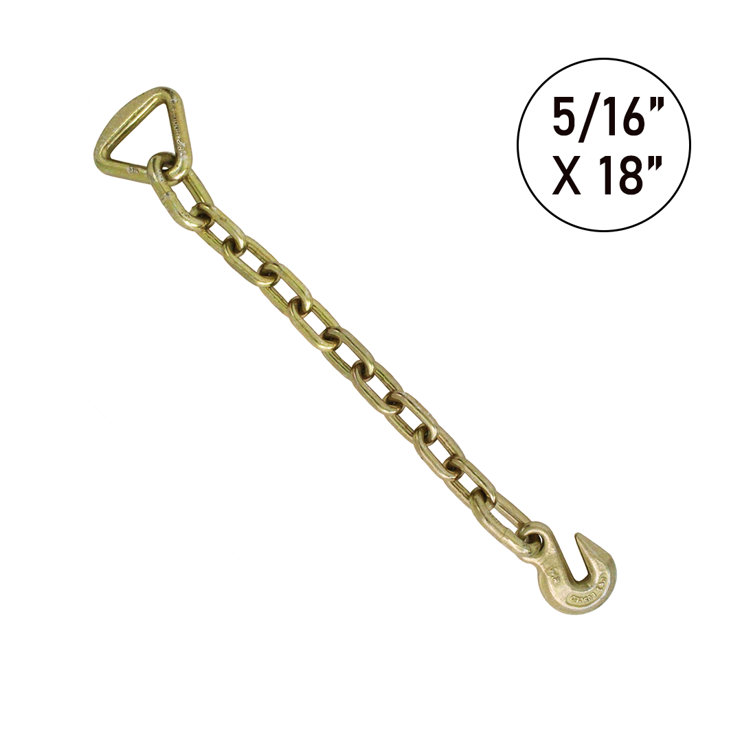 Grade 70 18" Trailer Safety Chain with Delta Ring and Grab Hook