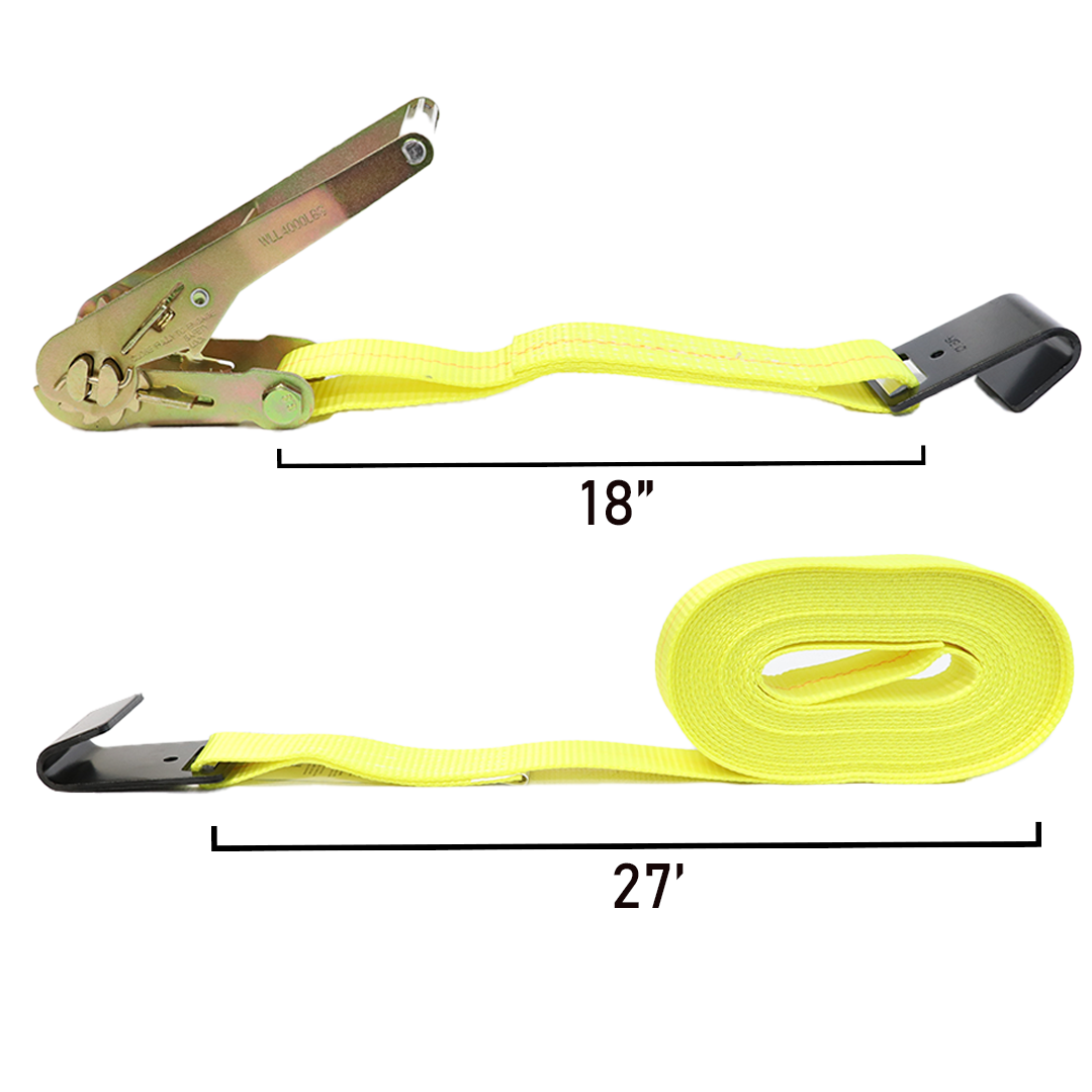 Boxer 4" x 27' Heavy-Duty Ratchet Tie Down with Flat Hooks - 15,000 lbs Breaking Strength