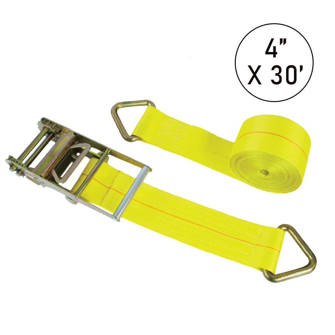 Boxer Pro-Assembled 4" x 30' Heavy-Duty Ratchet Strap with Versatile Delta Rings