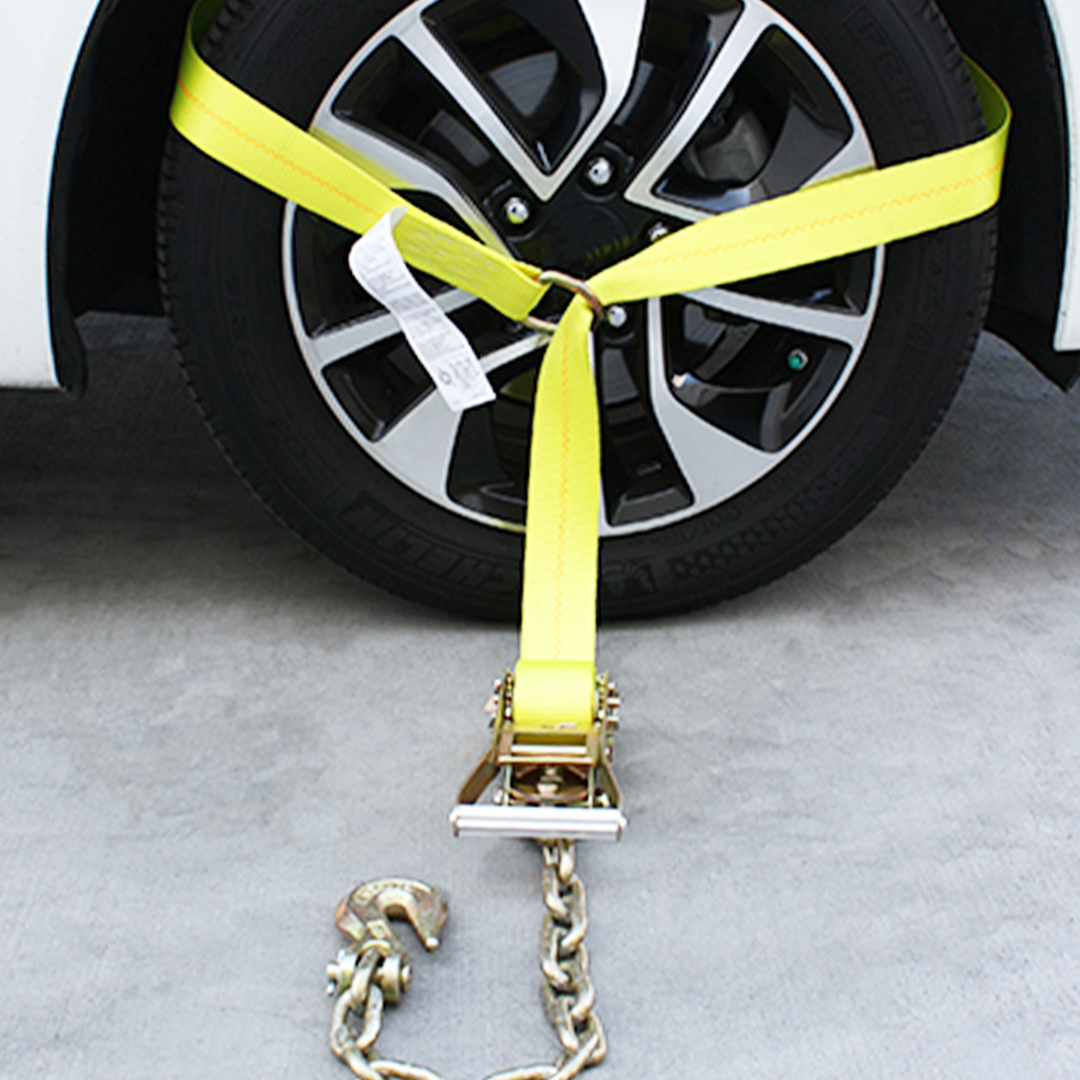 Boxer Side-Mount Tire Holder: PrecisionGrip Series with Chain Hook Ratchet Extension