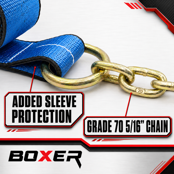 2" x 15' Auto Transport Strap with Towing Chain G70 5/16"