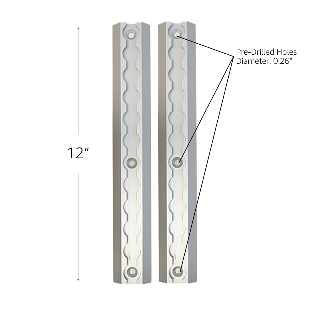 PrecisionEdge 1-Foot Aluminum Logistic Tracks: Set of 2 - 2200 lbs Load Capacity