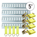 E-Track Rail Tie-Down Kit (5' Galvanized E-Track with 2" x 12' Yellow Straps)-1