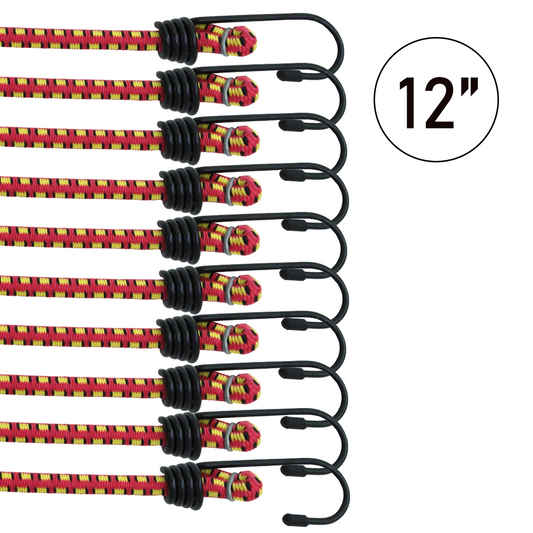 10-Piece 8mm Bungee Cord Set with Steel Core Hooks