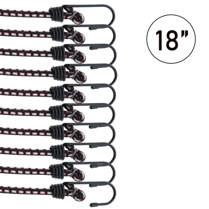 10-Piece 8mm Bungee Cord Set with Steel Core Hooks