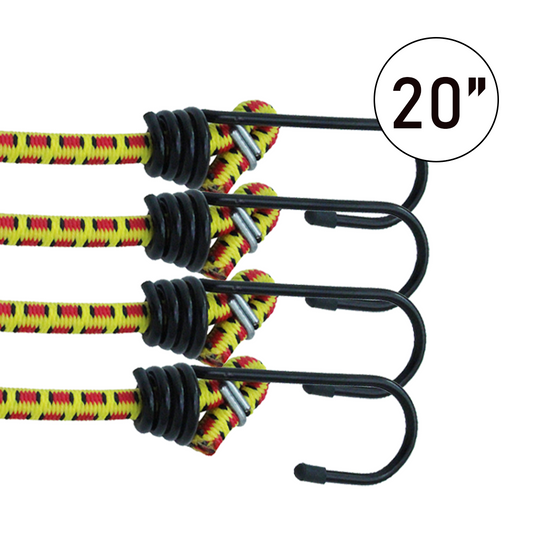 4-Piece 8mm Bungee Cord Set with Steel Core Hooks