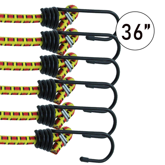 6-Piece 8mm Bungee Cord Set with Steel Core Hooks
