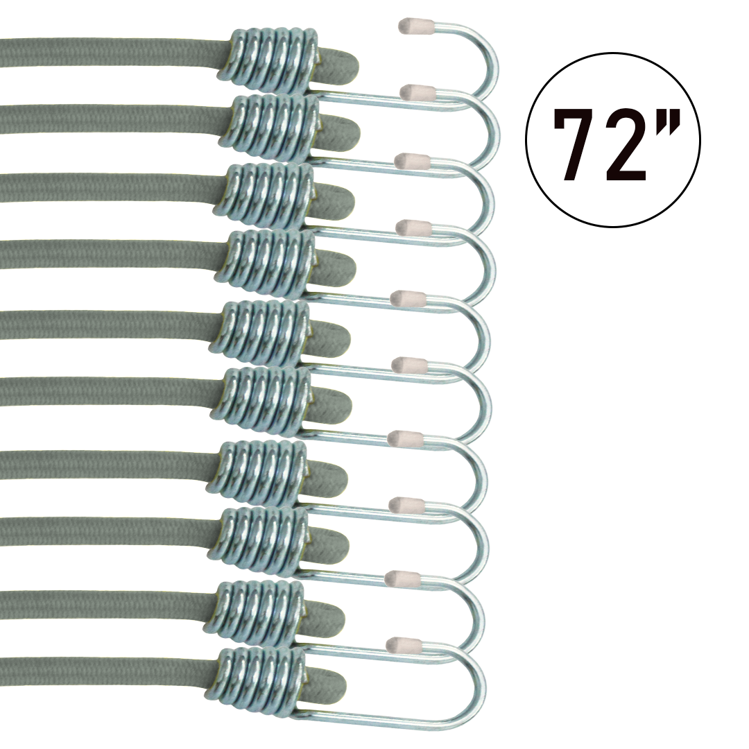10-Pack 10mm Elastic Cords with Chromed Metal Hooks