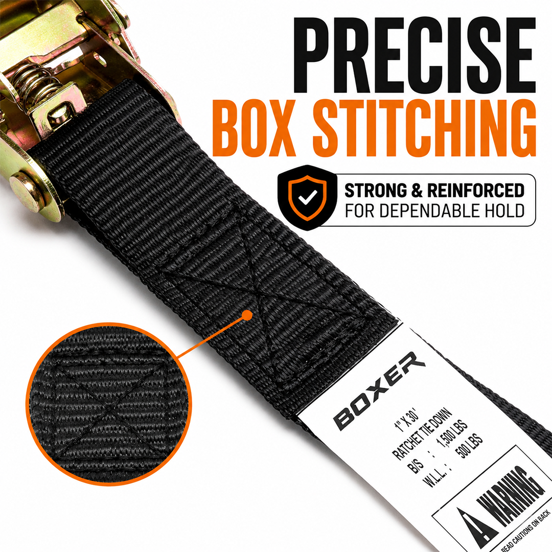 1” Rubber Handle Ratchet Endless Tie Down Straps - 1,500 lbs Break Strength – Available in 10’, 20’ & 30’ Lengths
