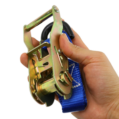 Boxer ProForce 1" x 15' Heavy Duty Ratchet Tie Down - 3,000 lbs Breaking Strength, Vinyl-Coated S Hooks, Dynamic Blue