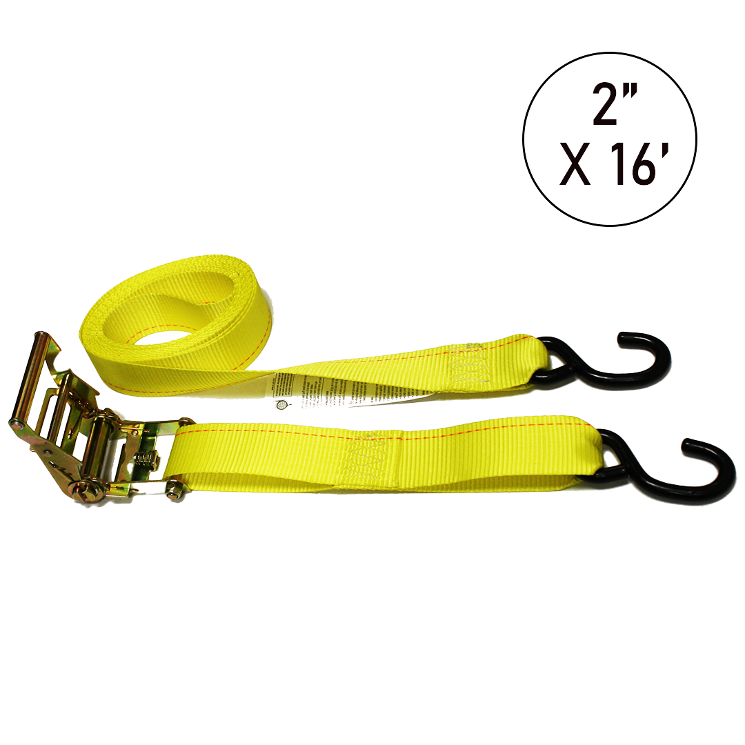 Boxer  2" x 16' Ratchet Strap with S Hooks - 3,000 lbs Breaking Strength
