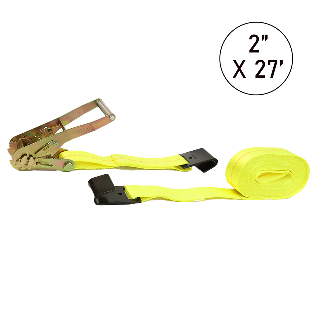 Boxer 2" x 27' Ratchet Strap with Wide Handle and Flat Hooks - 10,000 lbs Load Capacity