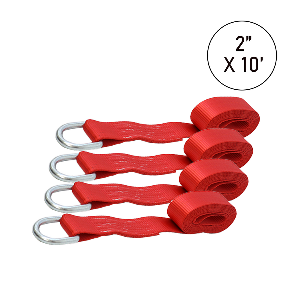 2" x 10' Pro Red Refined Auto Lasso Tie Downs - Set of 4