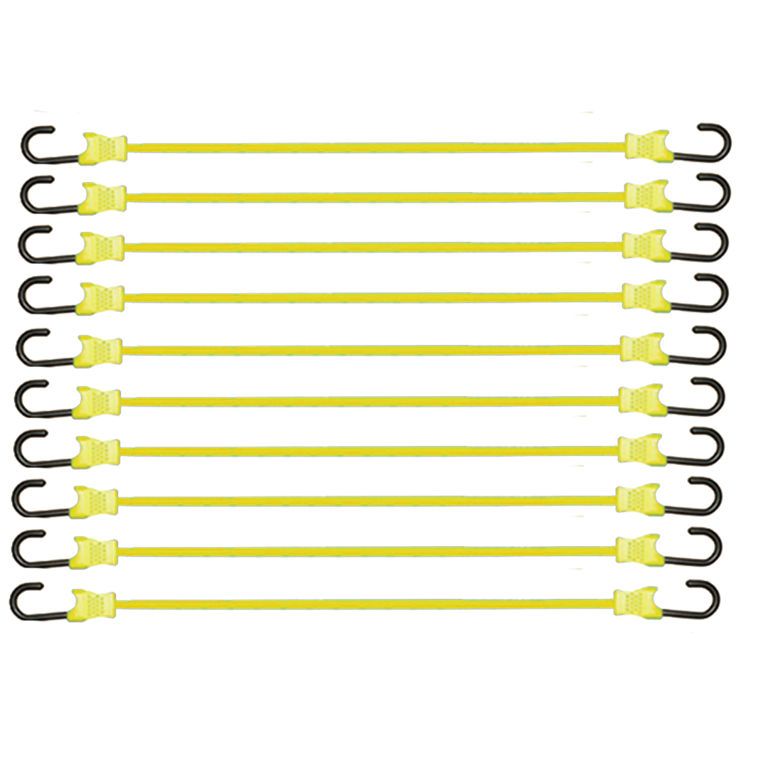 10-Piece Set of 9mm Elastic Cords with Durable Plastic-Coated Metal Hooks