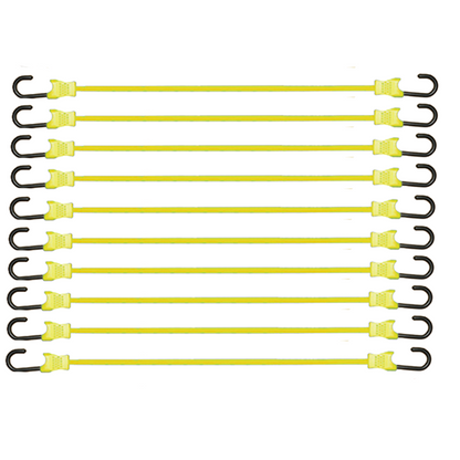 10-Piece Set of 9mm Elastic Cords with Durable Plastic-Coated Metal Hooks