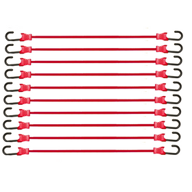 10-Piece Set of 9mm Elastic Cords with Durable Plastic-Coated Metal Hooks