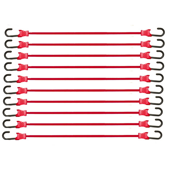 10-Piece Set of 9mm Elastic Cords with Durable Plastic-Coated Metal Hooks