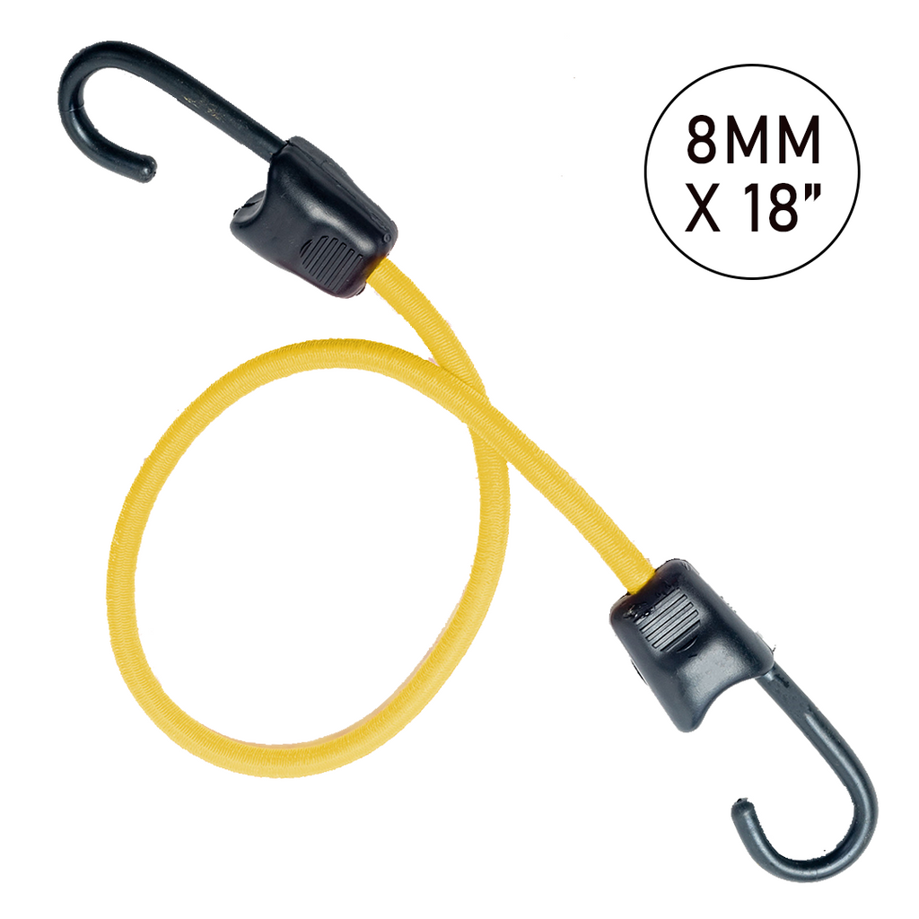 Multi-Colored Carabiner Elastic Cord with 8mm and 18mm Hooks in Various Lengths